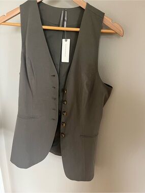 Anthropologie light gray single breasted Vest